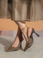 ⁦حذاء كعب عالي بنقشة وحزام كاحل⁩ - الصورة ⁦14⁩