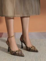 ⁦حذاء كعب عالي بنقشة وحزام كاحل⁩ - الصورة ⁦15⁩