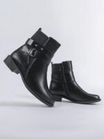 ⁦بوت قصيرة مزودة بكعب سميك⁩ - الصورة ⁦4⁩