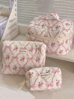 مجموعة حقائب تخزين مبطنة بتصميم الوردة