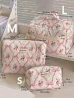 ⁦مجموعة حقائب تخزين مبطنة بتصميم الوردة⁩ - الصورة ⁦3⁩