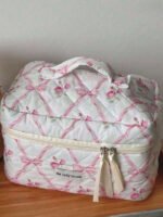 ⁦مجموعة حقائب تخزين مبطنة بتصميم الوردة⁩ - الصورة ⁦4⁩