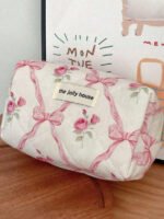 ⁦مجموعة حقائب تخزين مبطنة بتصميم الوردة⁩ - الصورة ⁦5⁩