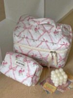 ⁦مجموعة حقائب تخزين مبطنة بتصميم الوردة⁩ - الصورة ⁦6⁩