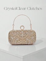 ⁦حقيبة سهرة نسائية أنيقة مزينة بالكريستال⁩ - الصورة ⁦2⁩