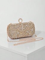 ⁦حقيبة سهرة نسائية أنيقة مزينة بالكريستال⁩ - الصورة ⁦5⁩